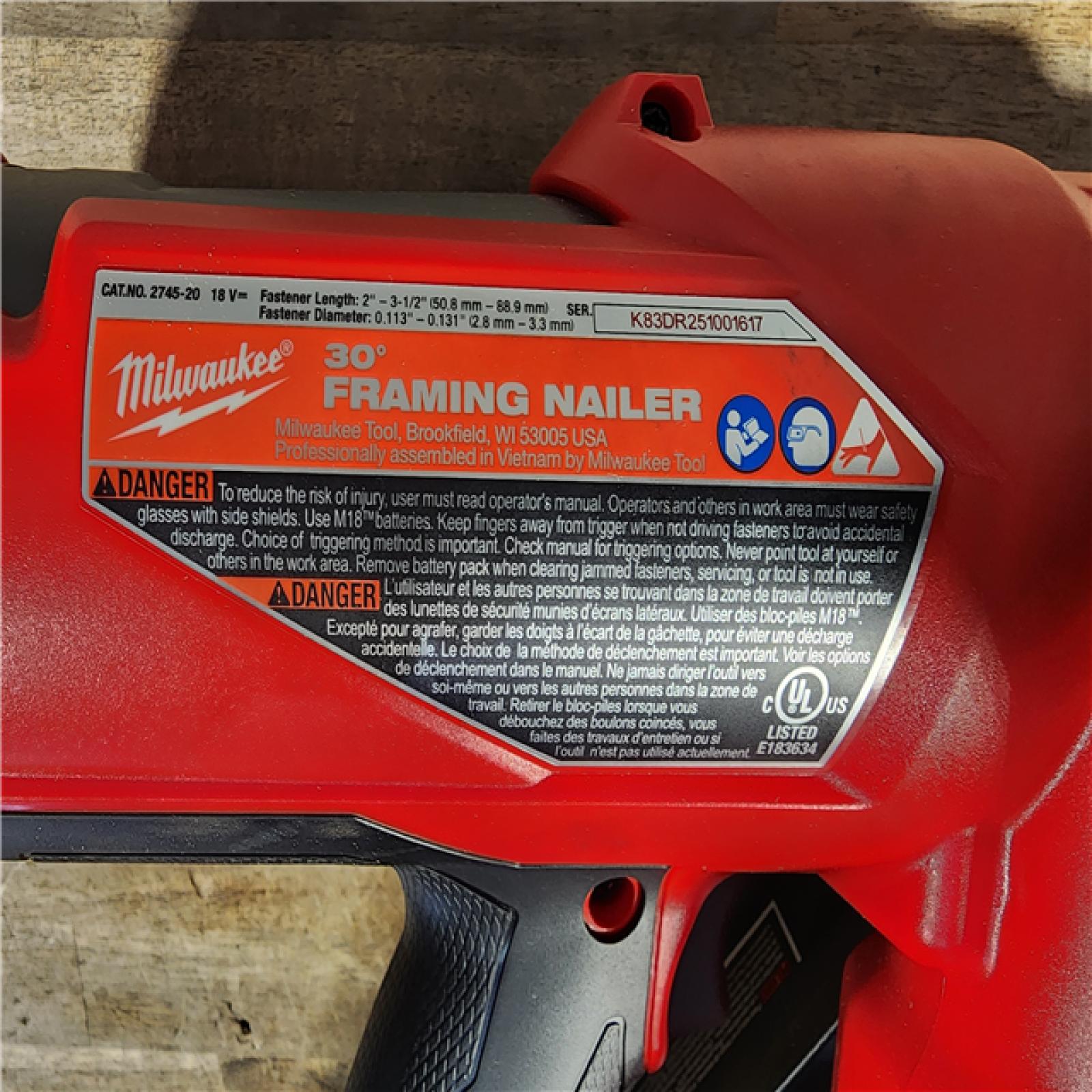 HOUSTON LOCATION - AS-IS M18 FUEL 3-1/2 in. 18-Volt 30-Degree Lithium-Ion Brushless Cordless Framing Nailer (Tool-Only)