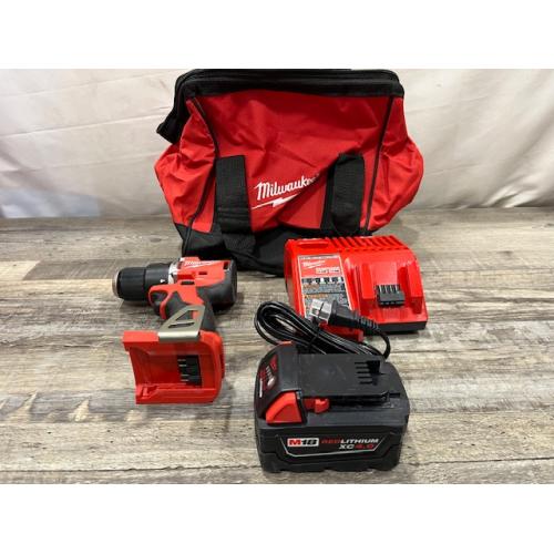 AS-IS Milwaukee 18V Lithium-Ion Brushless Cordless 1/2 in. Compact Hammer Drill/Driver Kit