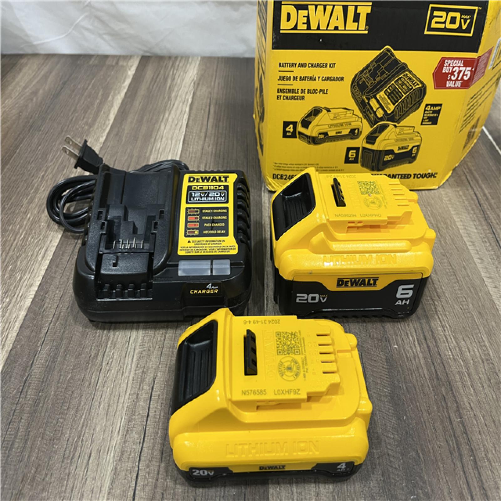 AS-IS DEWALT 20V MAX Lithium-Ion 6.0Ah and 4.0Ah Battery and Charger Starter Kit