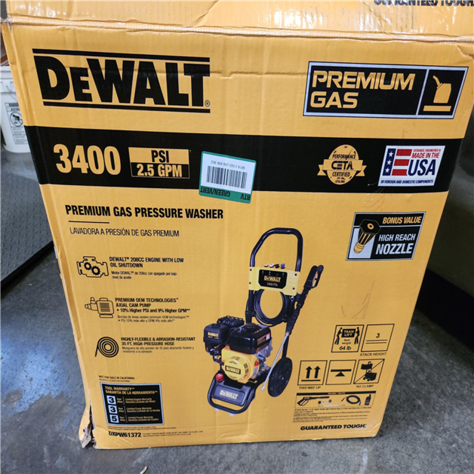 Phoenix AS-IS DEWALT 3400 PSI 2.5 GPM Gas Cold Water Pressure Washer with DeWalt 210 Engine