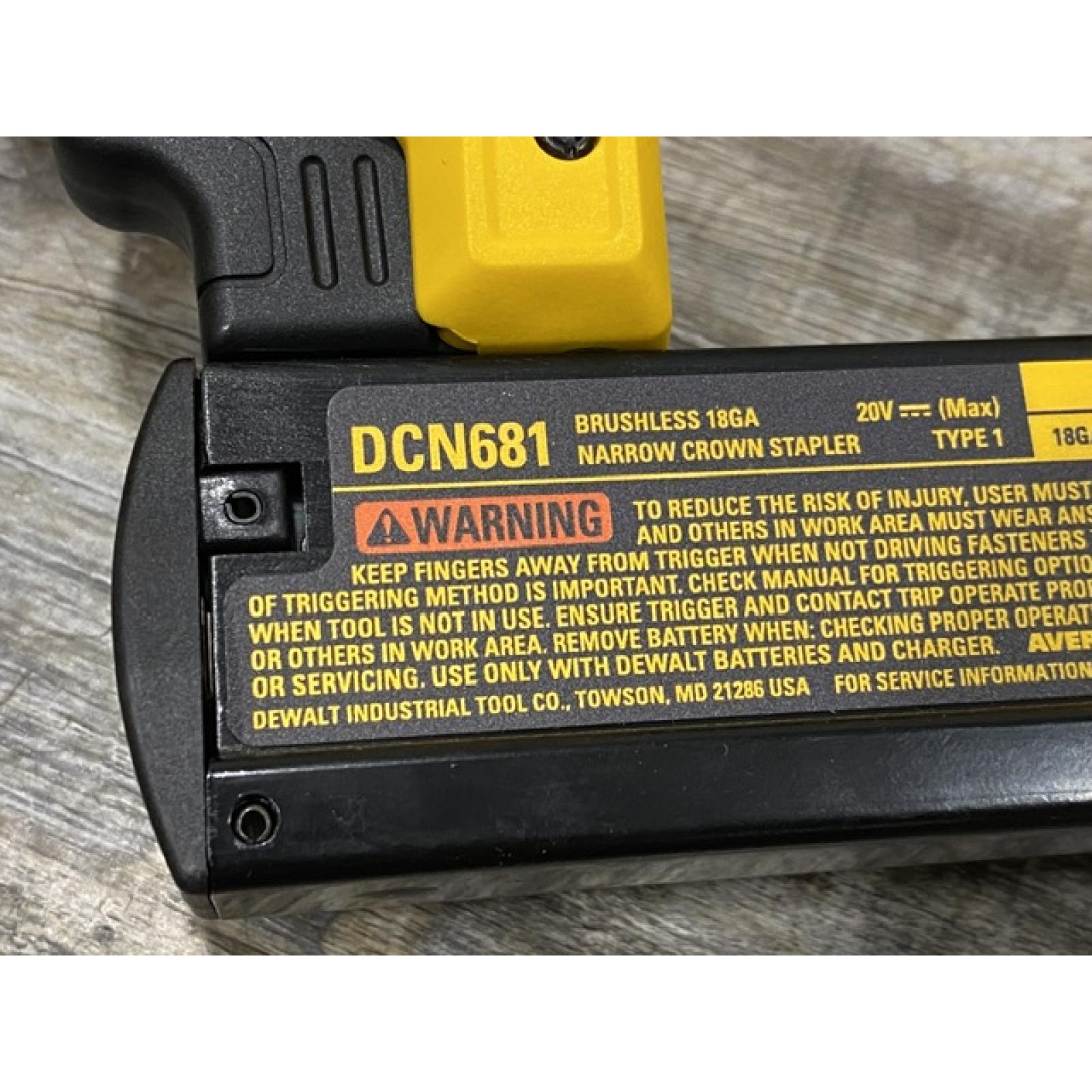 AS-IS DEWALT Cordless 18-Gauge Narrow Crown Stapler (Tool Only)