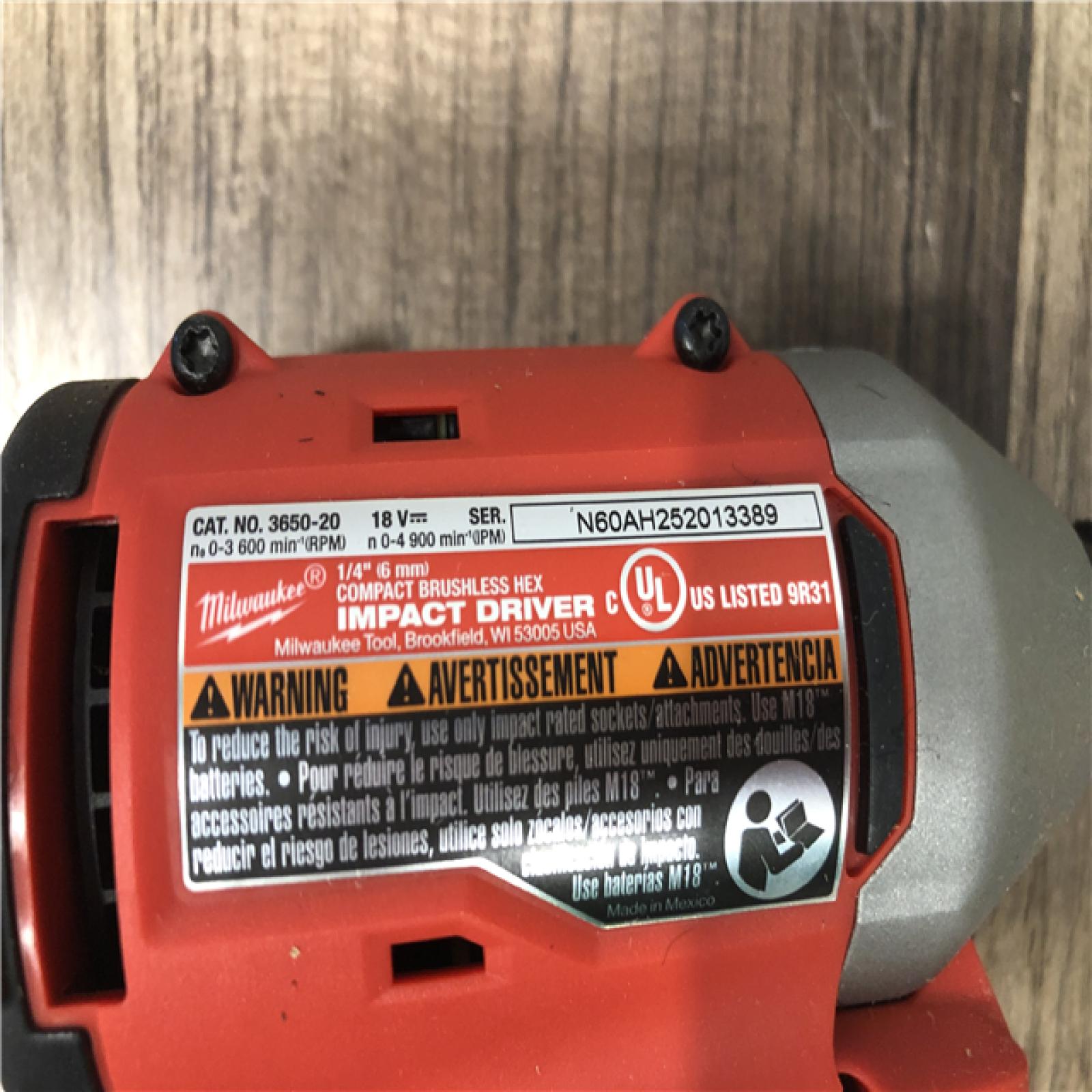 AS-IS Milwaukee 18V Lithium-Ion Brushless Cordless 1/4 in. Compact Impact Driver (Tool Only)
