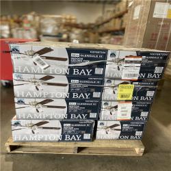 DALLAS LOCATION - Hampton Bay Glendale III 52 in. LED Indoor Brushed Nickel Ceiling Fan with Light and Pull Chains (20 UNITS)