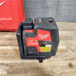 HOUSTON LOCATION - AS-IS Milwaukee Green 100 ft. Cross Line and Plumb Points Rechargeable Laser Level