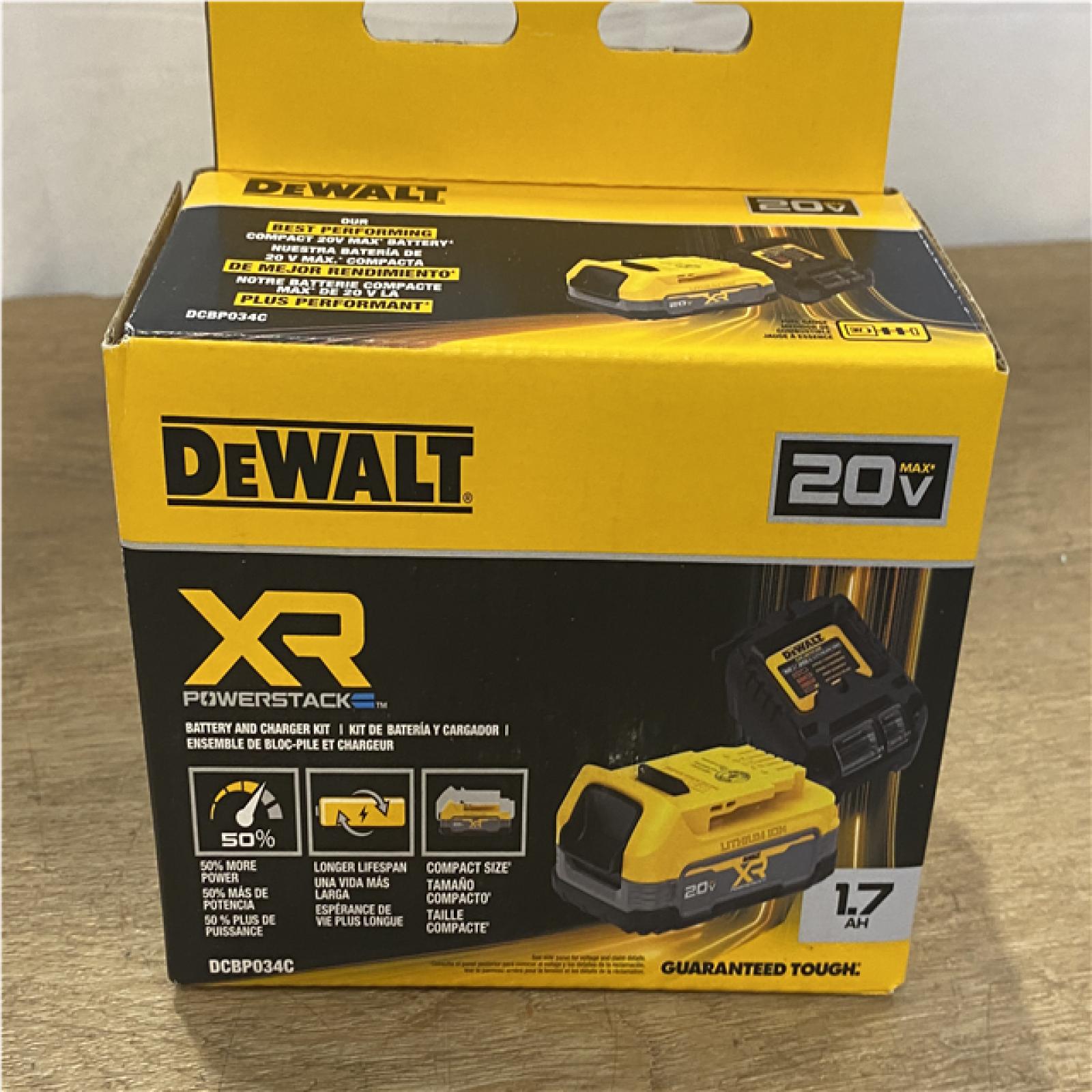NEW DEWALT 20V MAX XR POWERSTACK Lithium-Ion Battery Starter Kit with 1.7Ah Battery and Charger