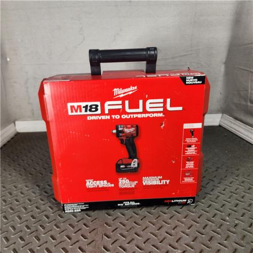 Houston Location - As-Is Milwaukee 2855-22R 18V M18 FUEL Lithium-Ion Brushless Cordless 1/2 Compact Impact Wrench W/Friction Ring Kit (5.0 Ah Resistant Batteries) - Appears IN NEW Condition