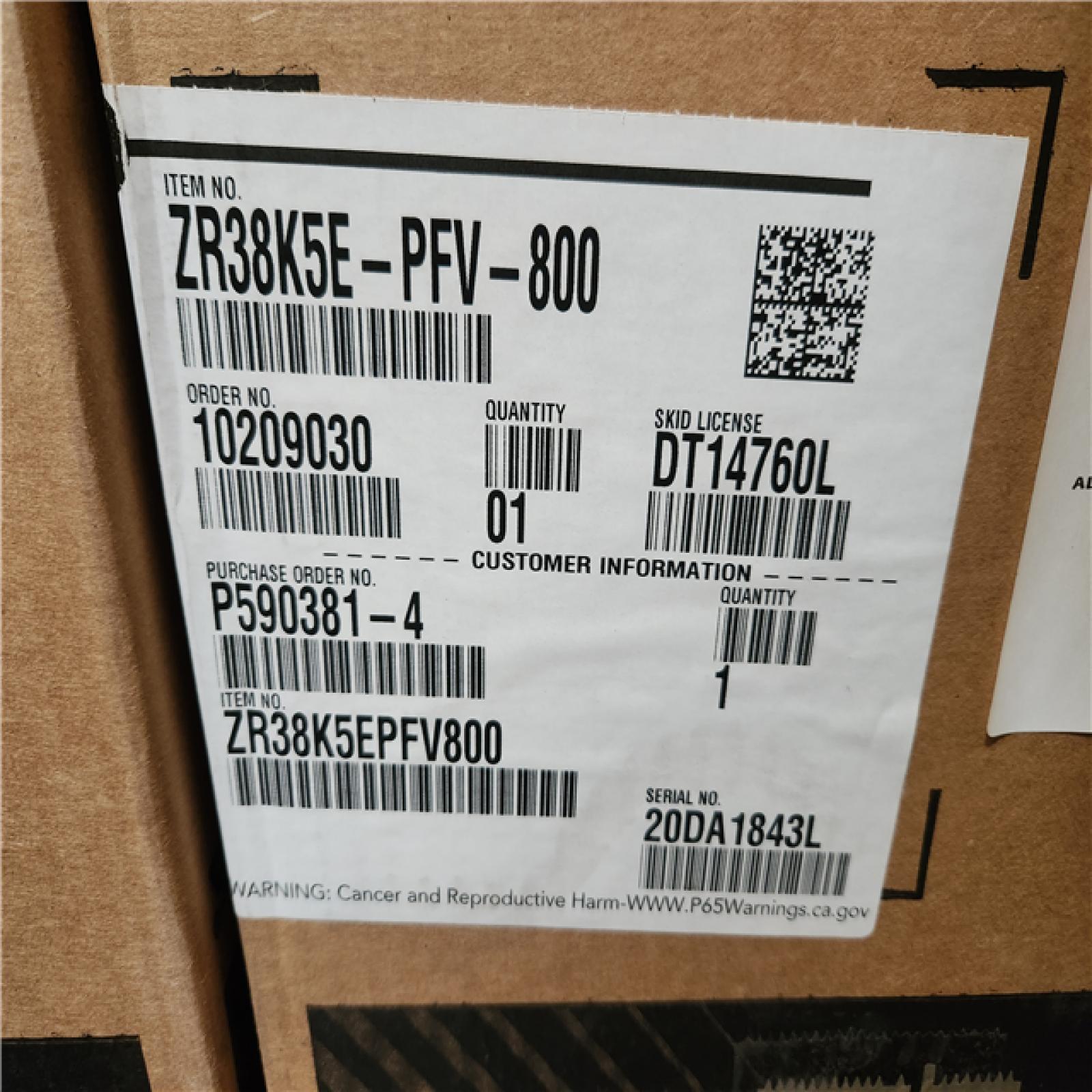 Phoenix NEW Copeland ZR48K5E-PFV-800 Single Phase Scroll Compressor - 46 200-61 900 BTU Pallet of 9