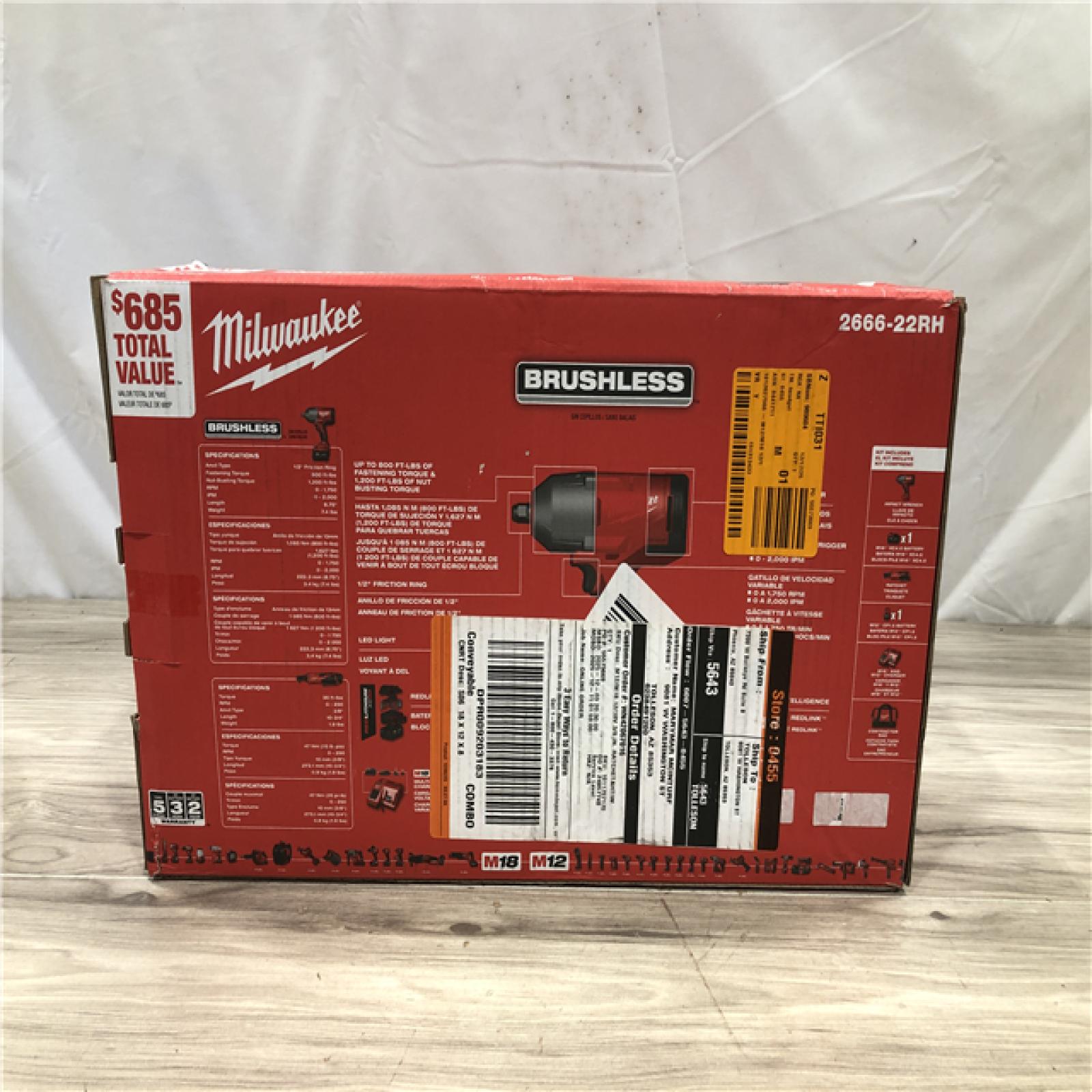 NEW! - Milwaukee M12/M18 12/18V Lithium-Ion Cordless 3/8 in. Ratchet and 1/2 in.Combo Kit