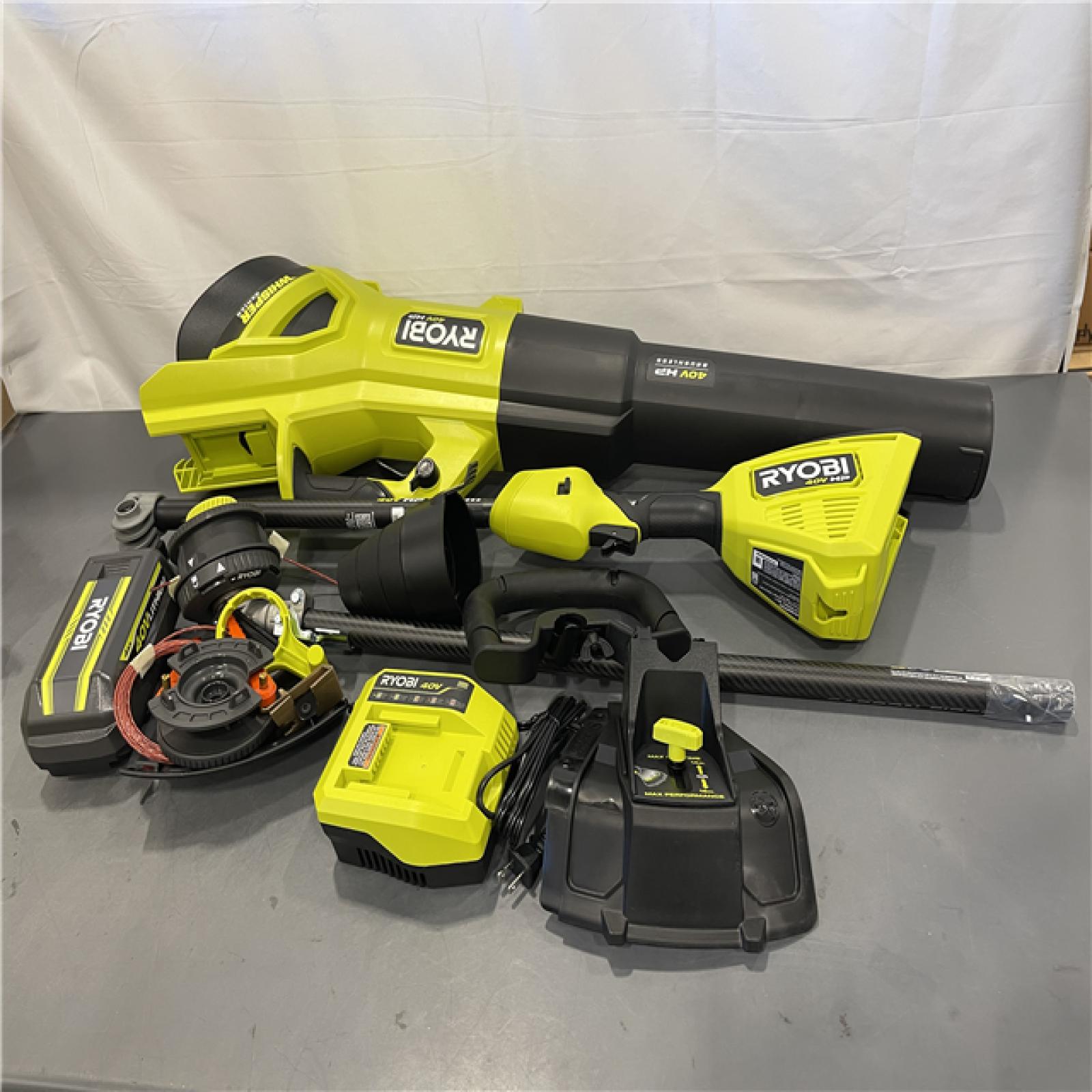 AS-IS - 40V HP Brushless 650 CFM 160 MPH Cordless Leaf Blower and Carbon Fiber String Trimmer with 4Ah Battery and Charger