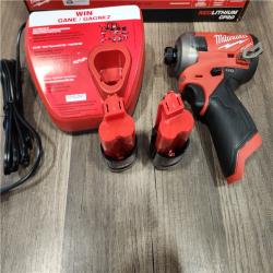 AS-IS Milwaukee M12 FUEL SURGE 12V Lithium-Ion Brushless Cordless 1/4 in. Hex Impact Driver Compact Kit W/Two 2.0Ah Batteries, Bag