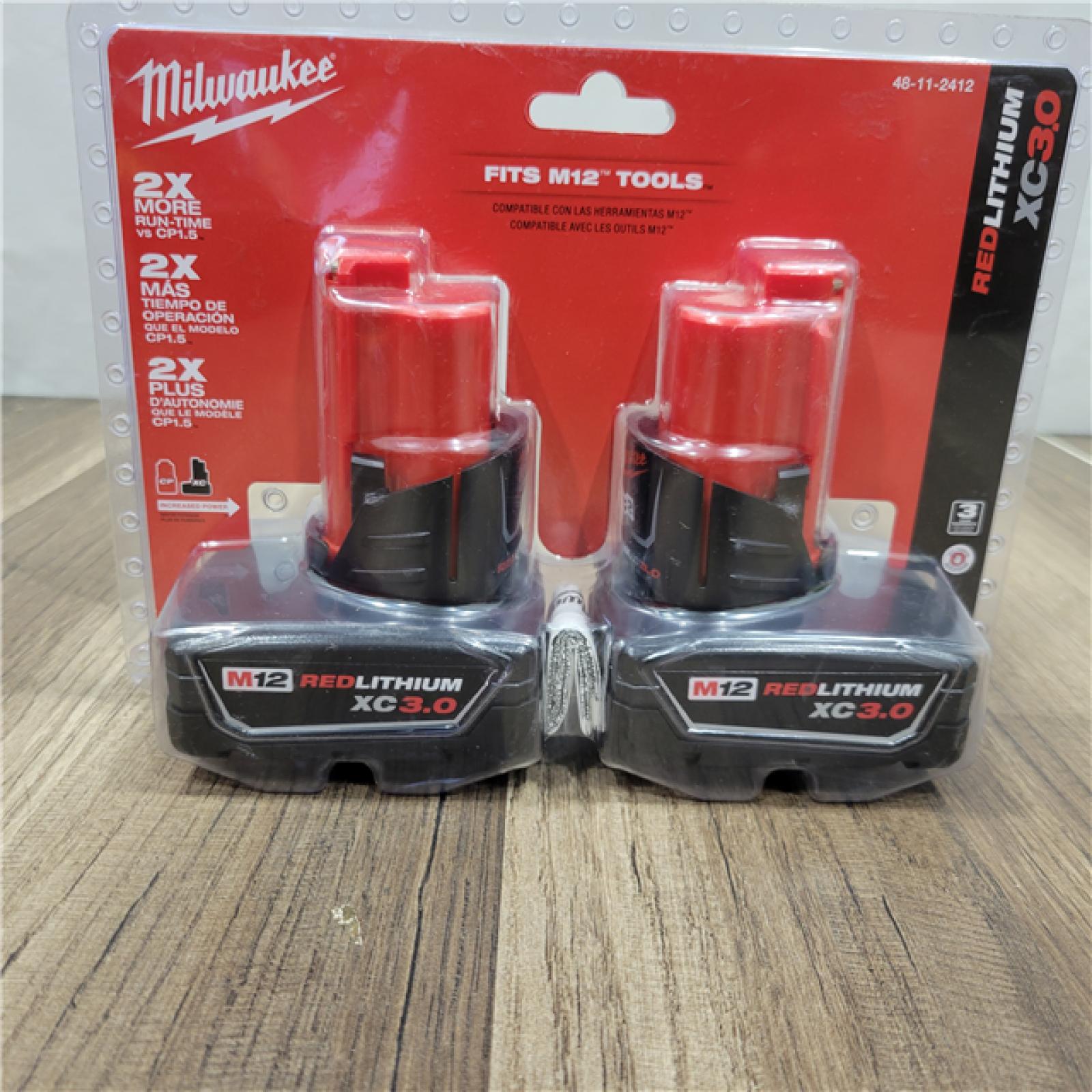 NEW! Milwaukee M12 12-Volt Lithium-Ion XC Extended Capacity 3.0Ah Battery Pack 3.0Ah (2-Pack)