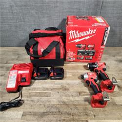 HOUSTON LOCATION - AS-IS Milwaukee M18 18V Lithium-Ion Brushless Cordless Compact Drill/Impact Combo Kit (2-Tool) W/(2) 2.0 Ah Batteries  Charger & Bag