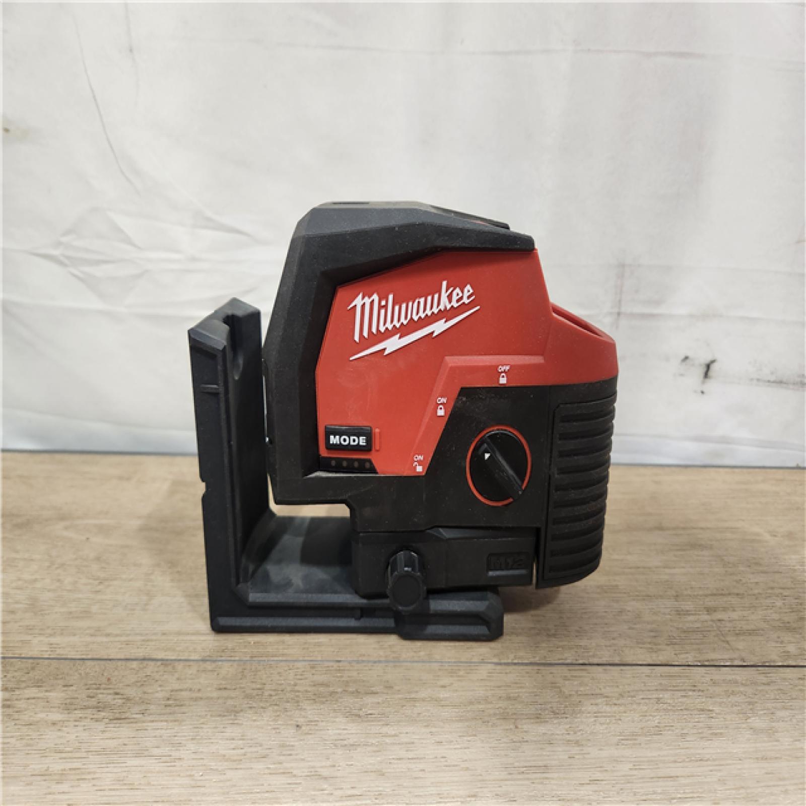 AS-IS- Milwaukee 12-Volt Lithium-Ion Cordless Green 125 ft. Cross Line and Plumb Points Laser Level (Tool-Only)