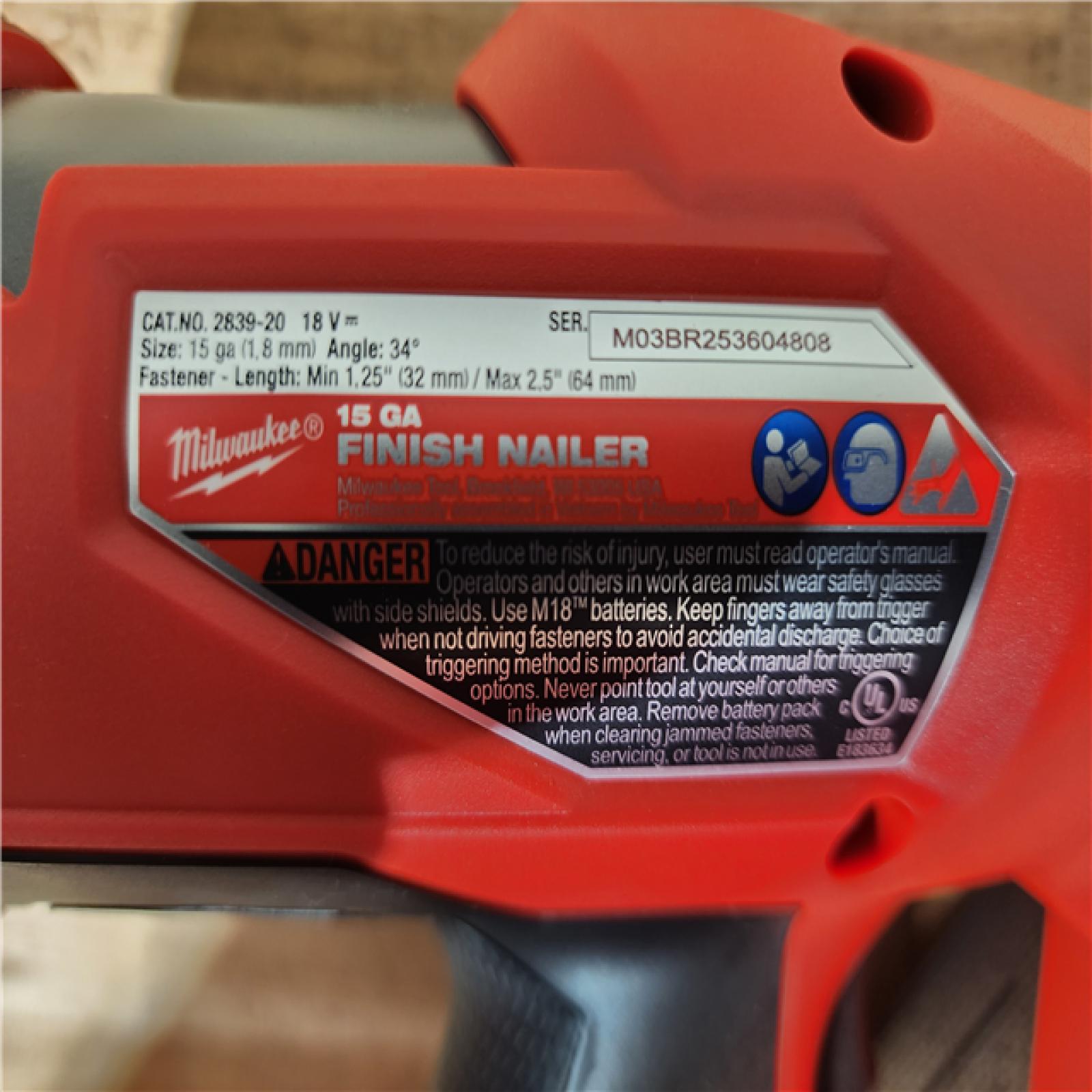 HOUSTON LOCATION - AS-IS (APPEARS LIKE NEW) Milwaukee FUEL 18-Volt Lithium-Ion Brushless Cordless Gen II 15-Gauge Angled Finish Nailer (Tool-Only)