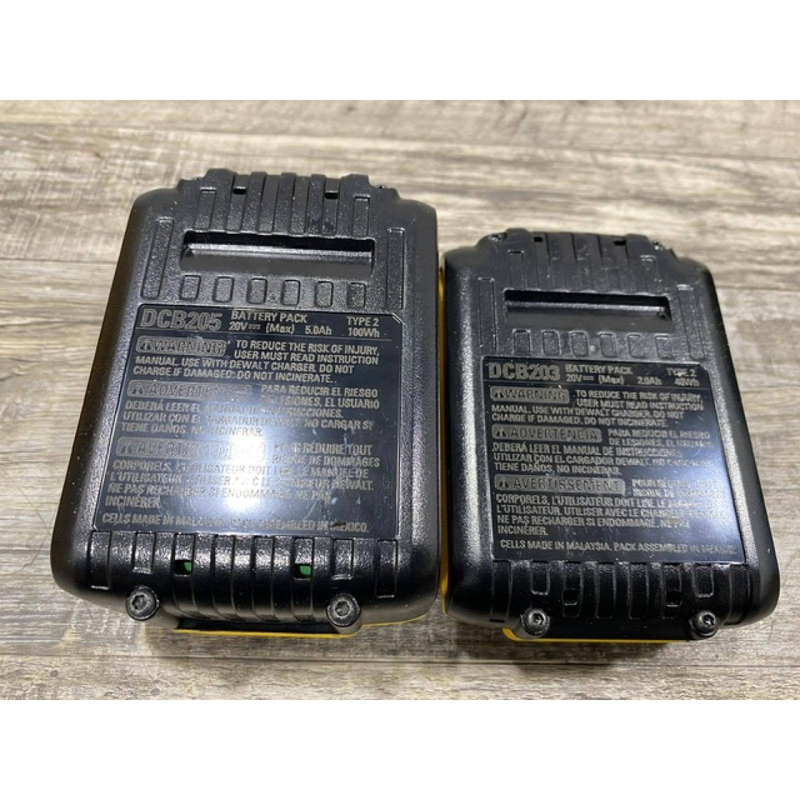 AS-IS DEWALT 20V MAX Lithium-Ion Battery Kit with 5.0Ah and 2.0Ah Battery and Charger