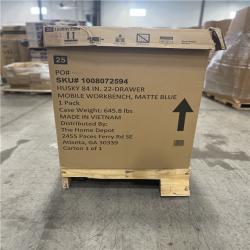 DALLAS LOCATION - Husky Tool Storage Heavy Duty 84 in. W x 24 in. D Matte Blue Mobile Workbench Cabinet