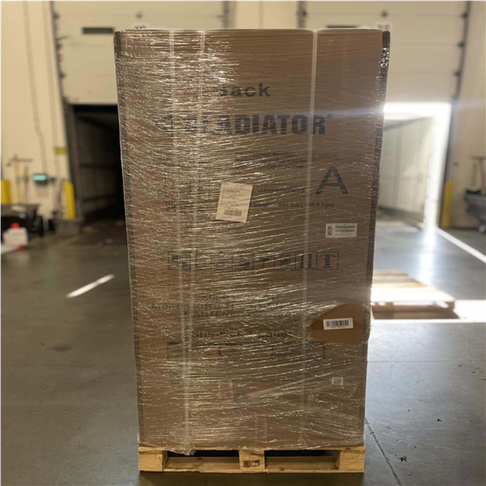 DALLAS LOCATION- NEW! Gladiator Flex 78in W x 75 in H x 19in D Pre-Assembled 24 Gauge Welded Steel 5-Piece Garage System in Silver Tread (2 SETS)