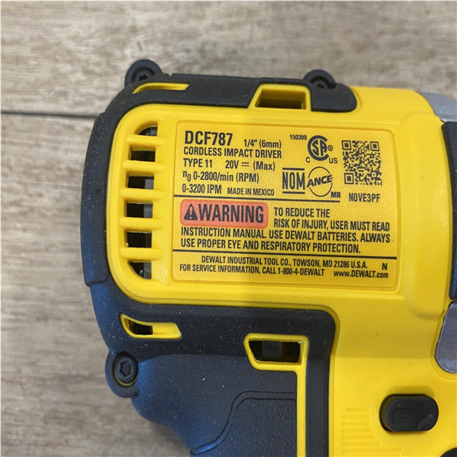 AS-IS DEWALT 20V MAX Lithium-Ion Brushless Cordless 1/4 in. Impact Driver Kit