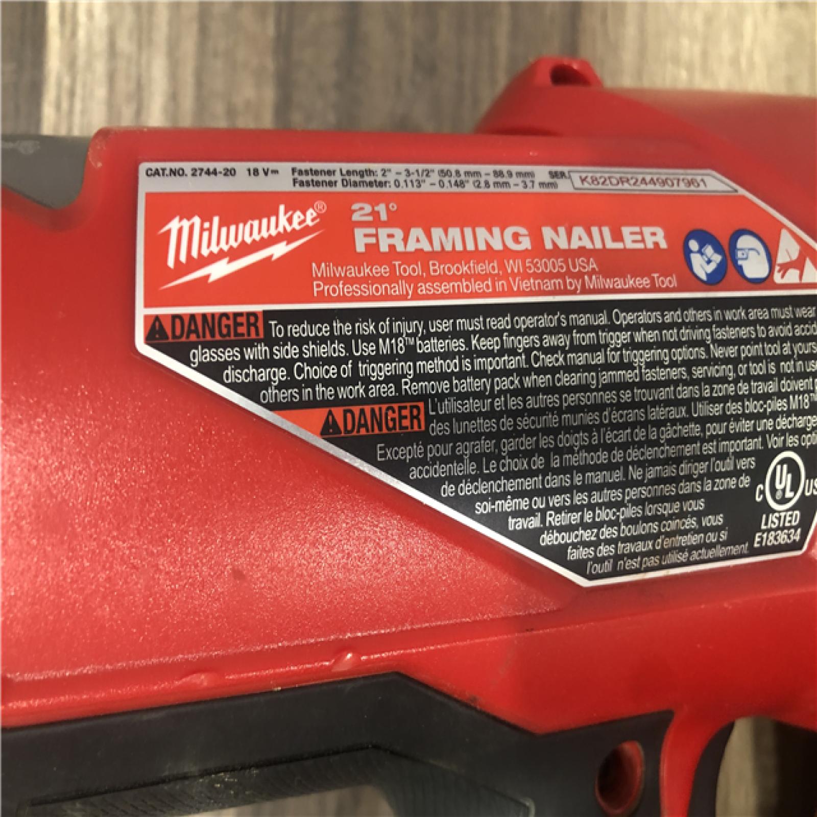 AS-IS Milwaukee FUEL 3-1/2 in. 18-Volt 21-Degree Lithium-Ion Brushless Cordless Framing Nailer (Tool-Only)