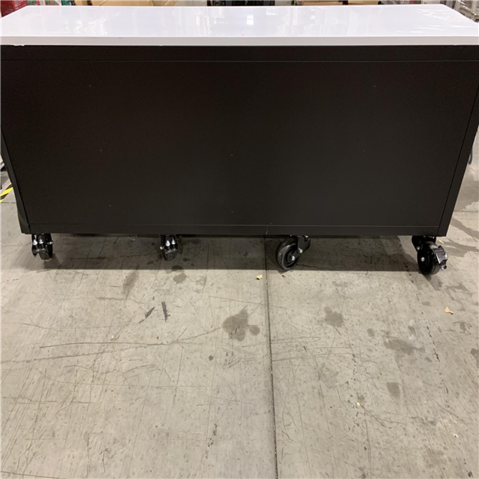 DALLAS LOCATION- Husky Tool Storage Heavy Duty 96 in. W x 24 in. D Matte Black Mobile Workbench Cabinet with Stainless Steel Top