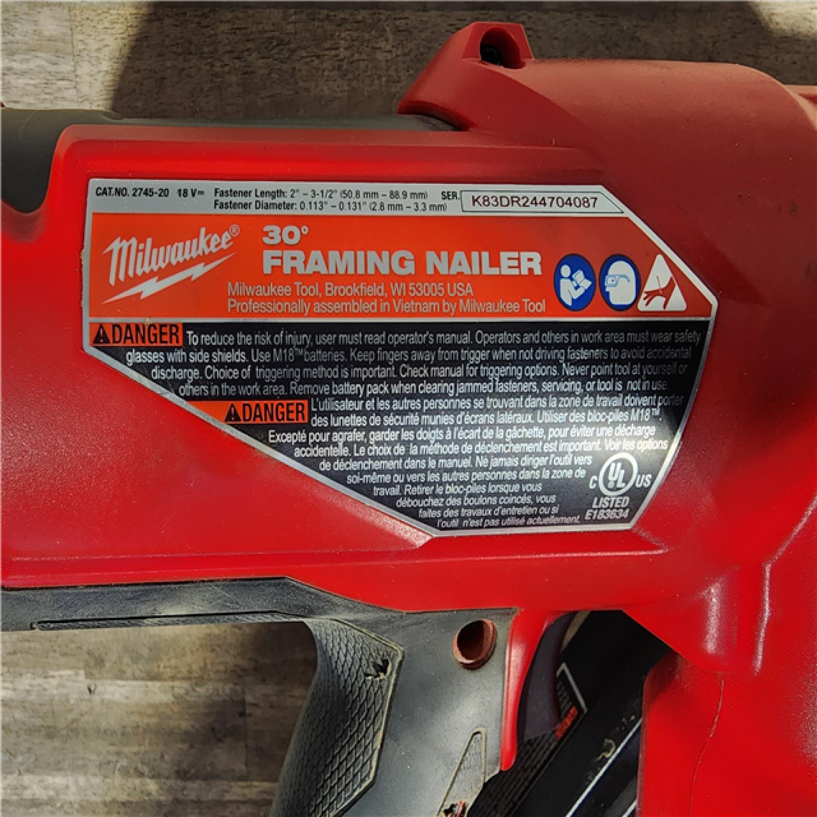 HOUSTON LOCATION - AS-IS M18 FUEL 3-1/2 in. 18-Volt 30-Degree Lithium-Ion Brushless Cordless Framing Nailer (Tool-Only)