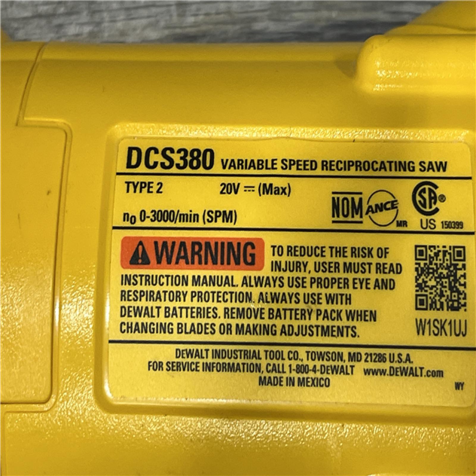 AS-IS DEWALT 20V MAX Cordless Reciprocating Saw (Tool Only)
