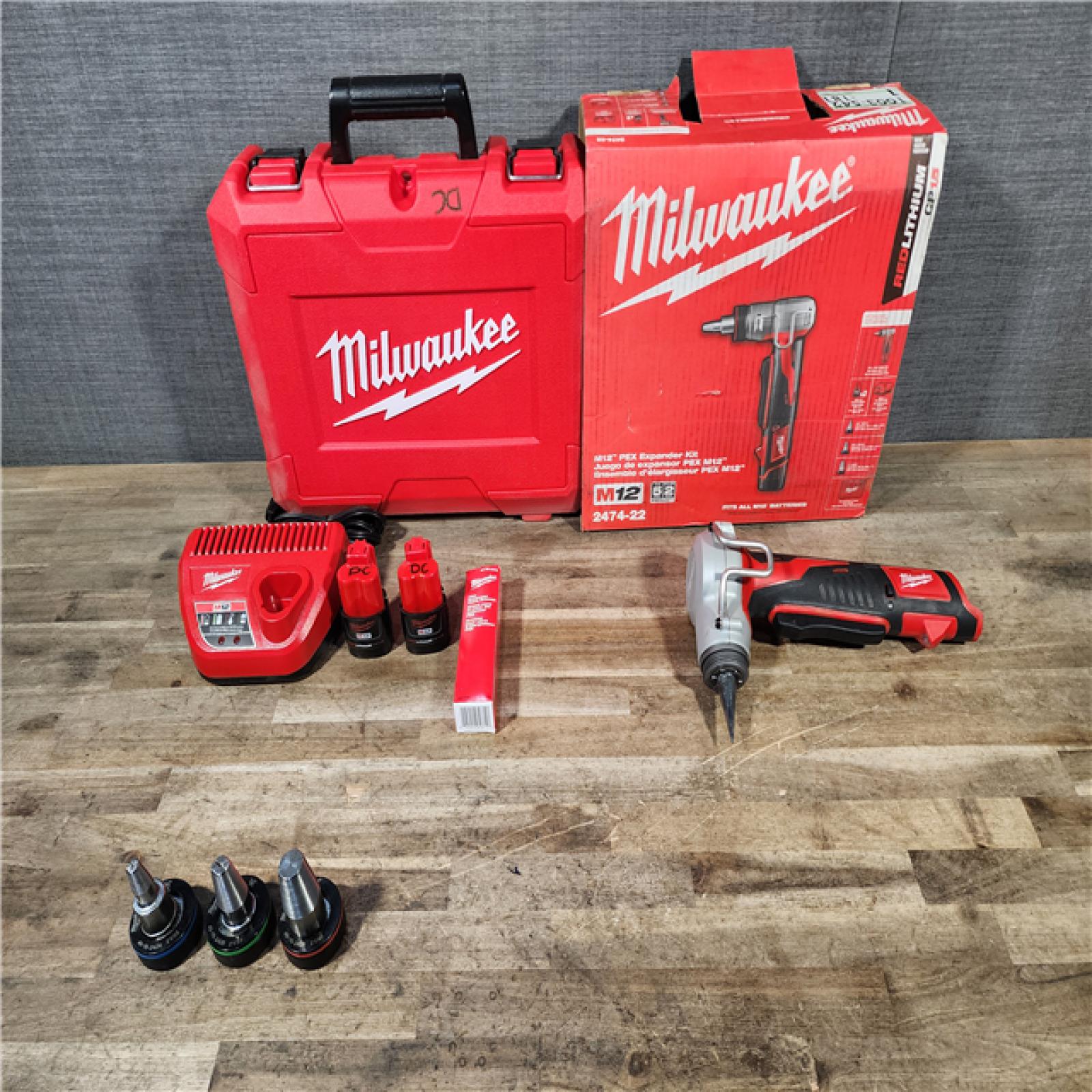 HOUSTON LOCATION - AS-IS M12 12-Volt Lithium-Ion Cordless PEX Expansion Tool Kit with (2) 1.5 Ah Batteries  (3) Expansion Heads and Hard Case
