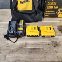 HOUSTON LOCATION - AS-IS DEWALT 20V MAX XR Cordless Drill/Driver, ATOMIC Impact Driver 2 Tool Combo Kit, (2) 2.0Ah Batteries, Charger, and Bag