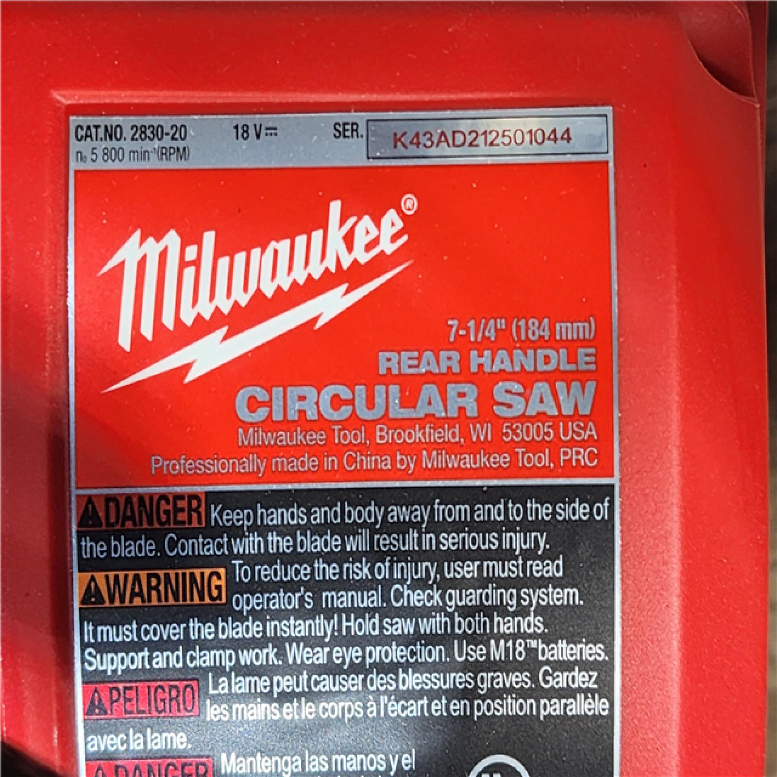 HOUSTON LOCATION - AS-IS (2) Milwaukee 2830-20 Rear Handle Circular Saw M18 FUEL 7-1/4 Cordless Brushless (TOOL ONLY)