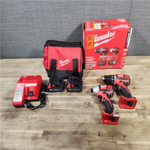 HOUSTON LOCATION - AS-IS Milwaukee 18V Cordless Brushed 2 Tool Drill/Driver and Impact Driver Kit