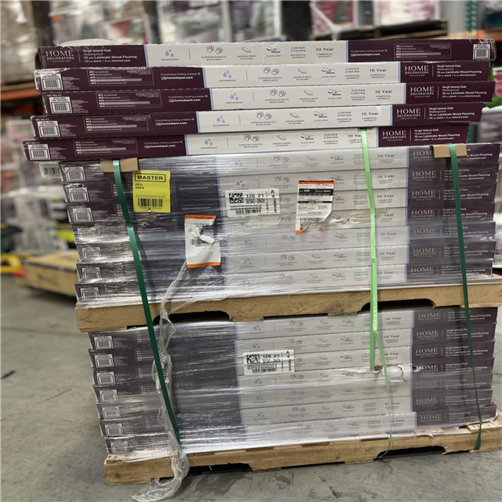 DALLAS LOCATION- Home Decorators Collection Virgil Island Oak 12 mm T x 8 in. W Waterproof Laminate Wood Flooring (15.9 sqft/case) PALLET (57 cases)