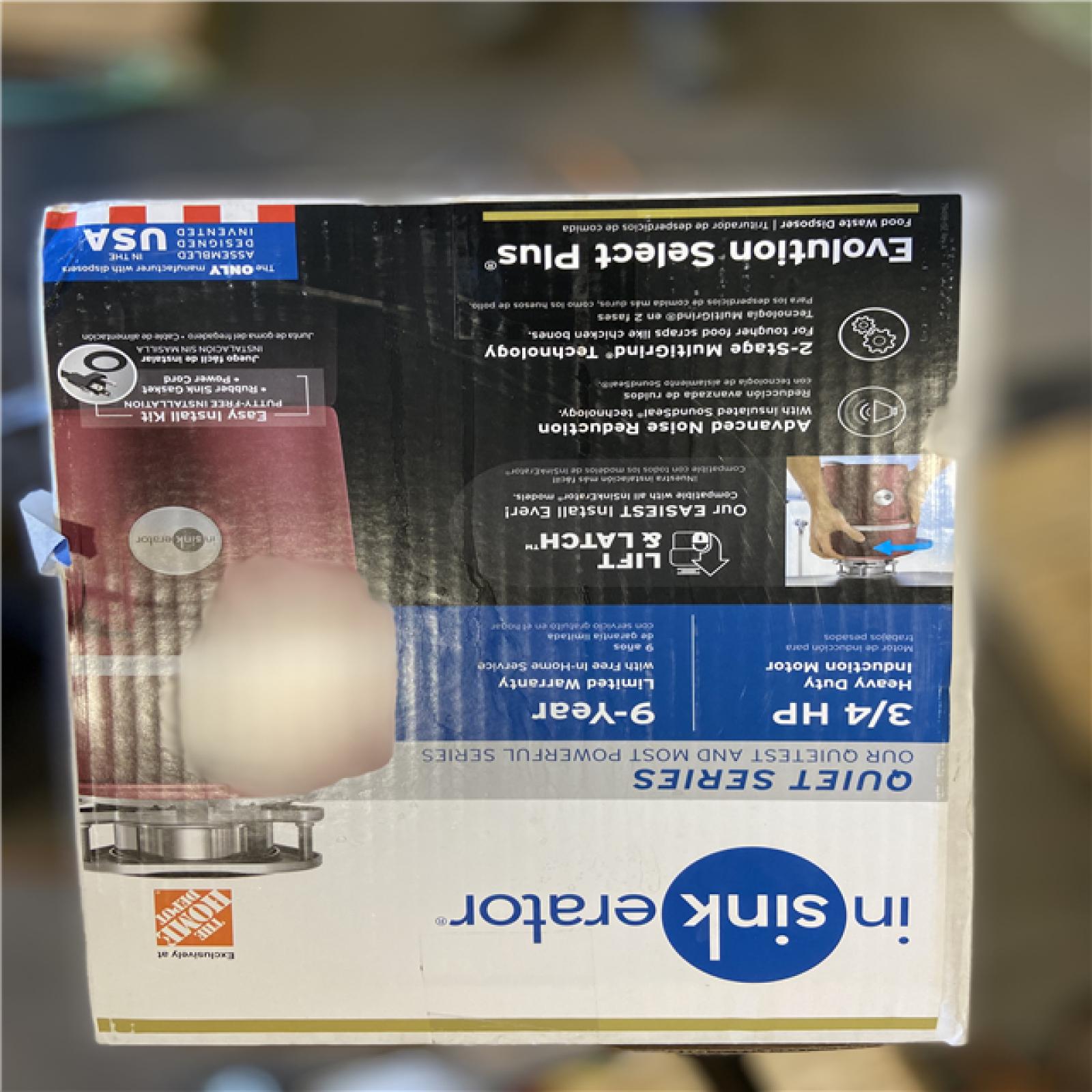 NEW! - InSinkErator Evolution Select Plus Lift and Latch Quiet Series 3/4 HP Continuous Feed Garbage Disposal with Power Cord Kit