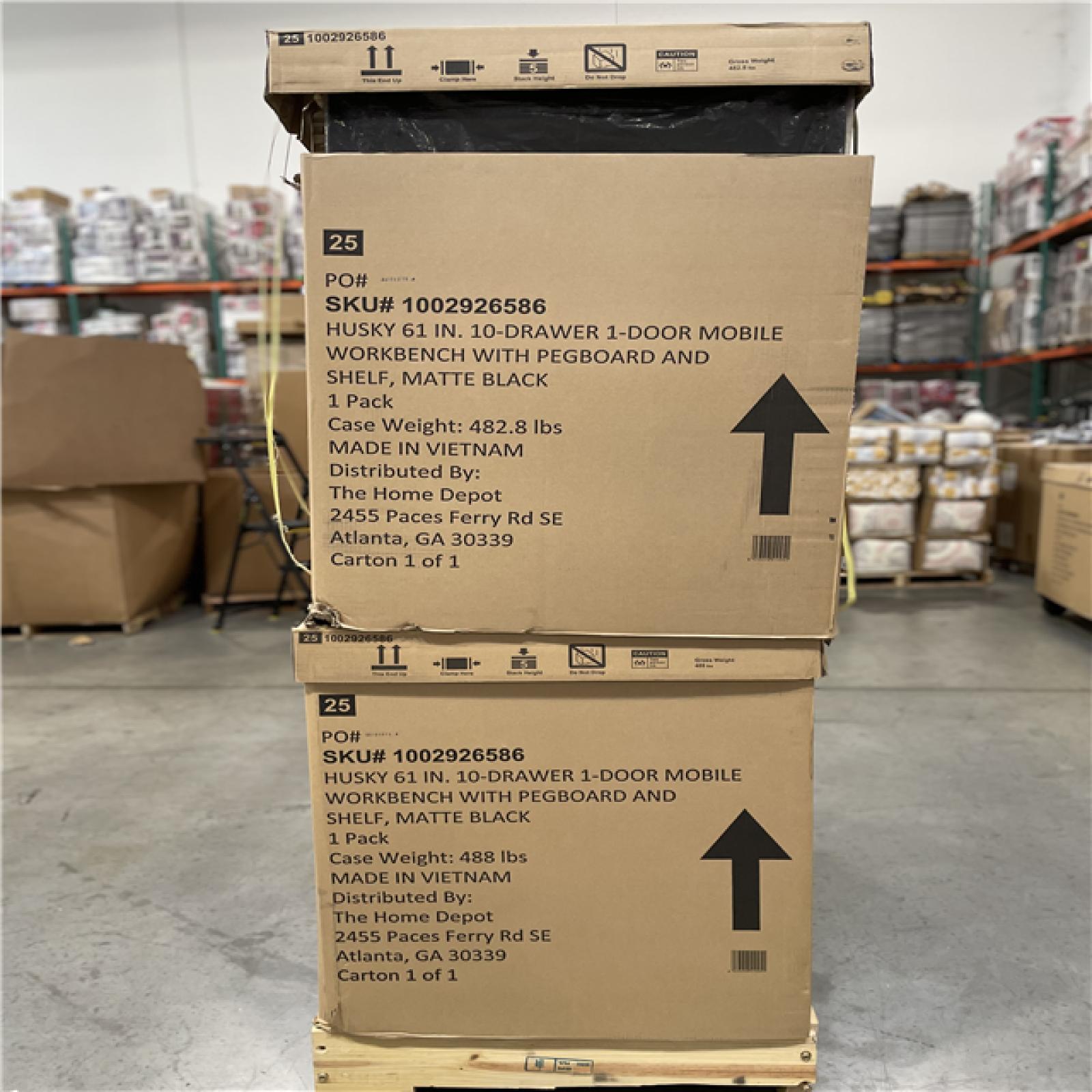 DALLAS LOCATION- AS-IS HUSKY 61IN MOBILE WORKBENCH MATTE BLACK -(2 UNITS)