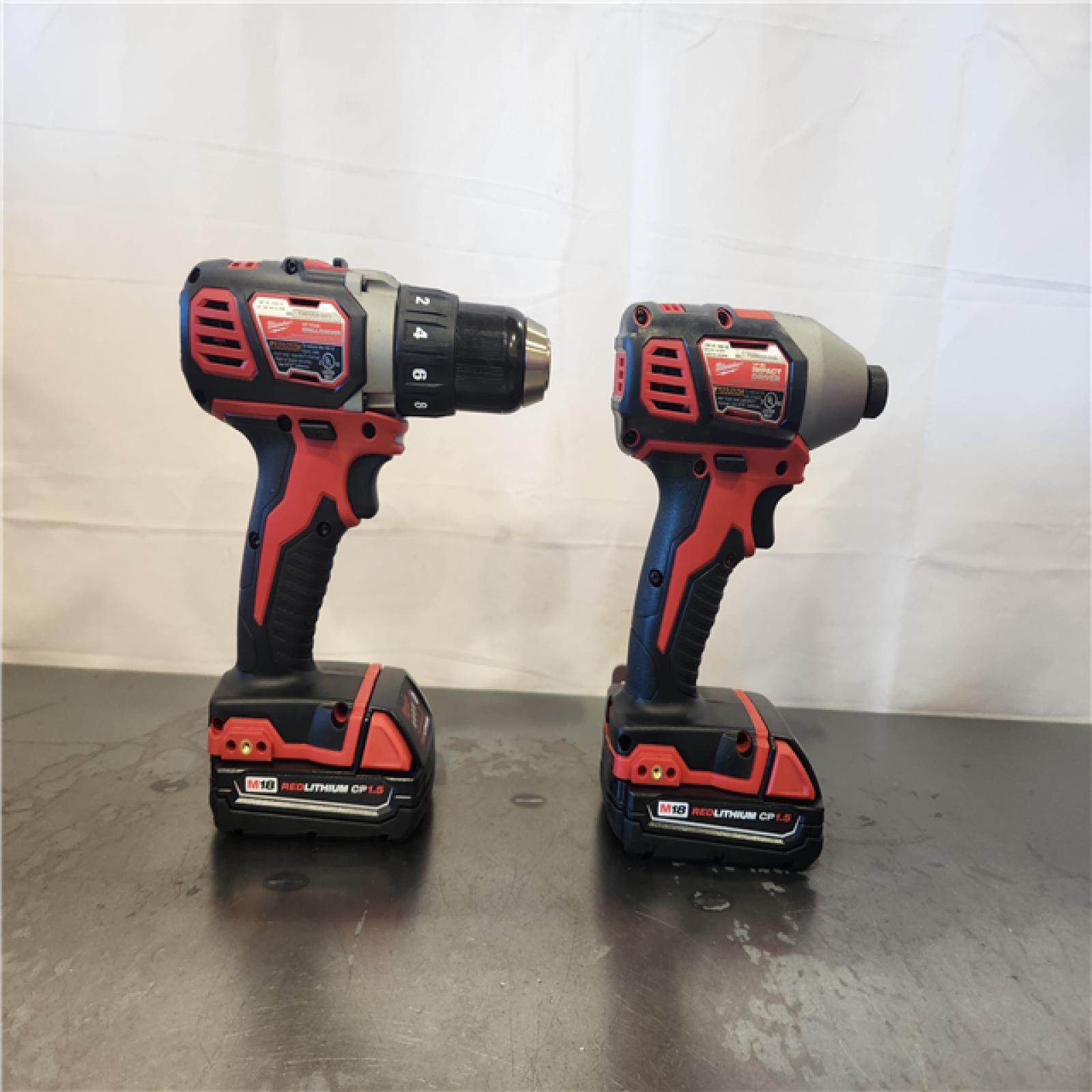 AS-IS- Milwaukee 18V Lithium-Ion Cordless Drill Driver/Impact Driver Combo Kit