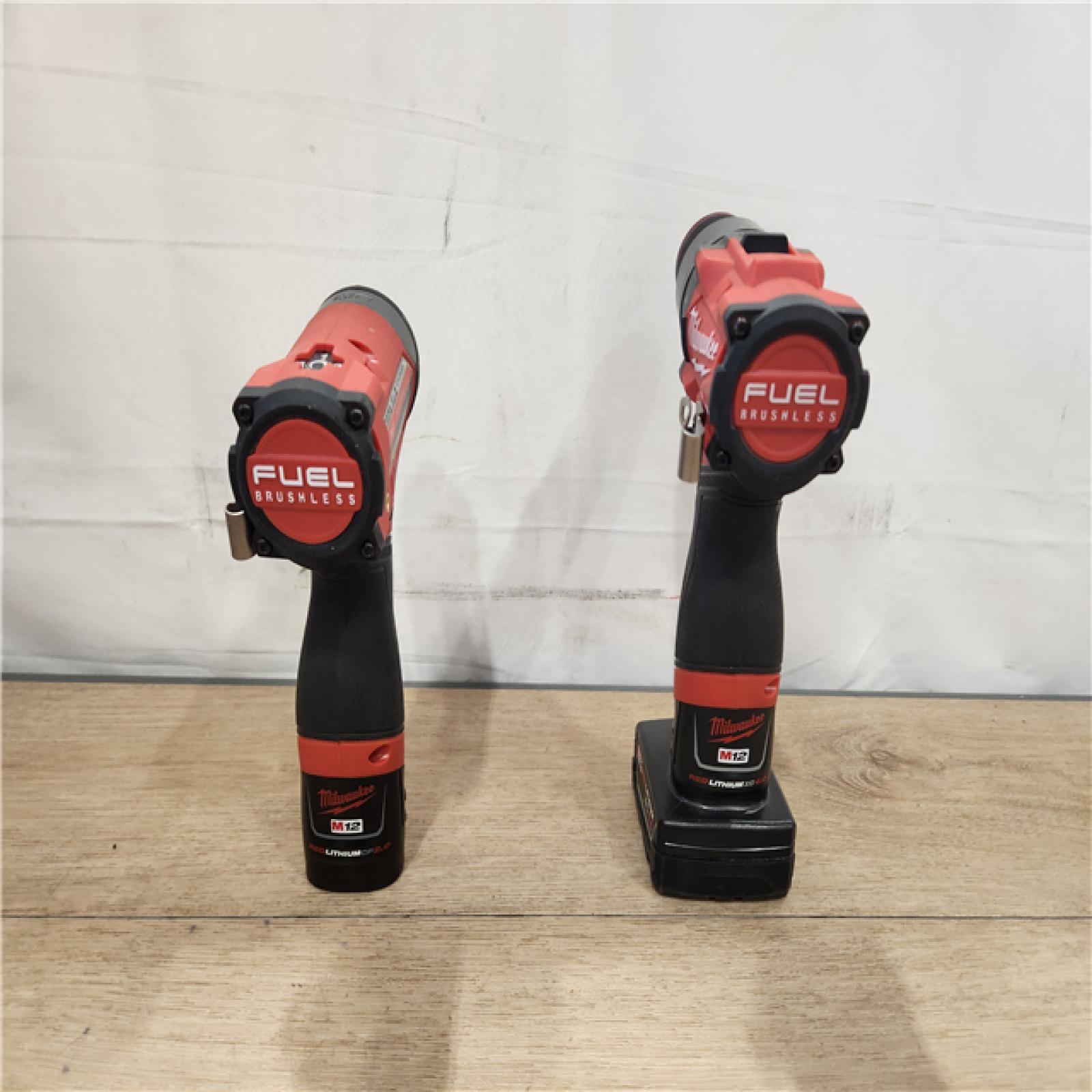 AS-IS- Milwaukee 12V Brushless Hammer Drill and Impact Driver Combo Kit