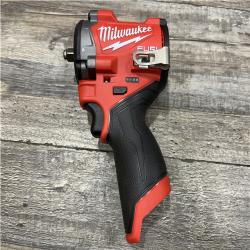 AS-IS Milwaukee FUEL 12V Li-Ion Brushless Cordless Stubby 3/8 in. Impact Wrench Kit