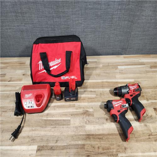 HOUSTON LOCATION - AS-IS Milwaukee FUEL 12-Volt Lithium-Ion Brushless Cordless Hammer Drill and Impact Driver Combo Kit