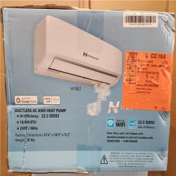 Phoenix Location NEW Hessaire DIY 22.5 SEER2 18,000 BTU Wi-Fi 1.5-Ton Ductless Mini Split Air Conditioner,Heat Pump, Variable Speed Inverter-208V/230V
