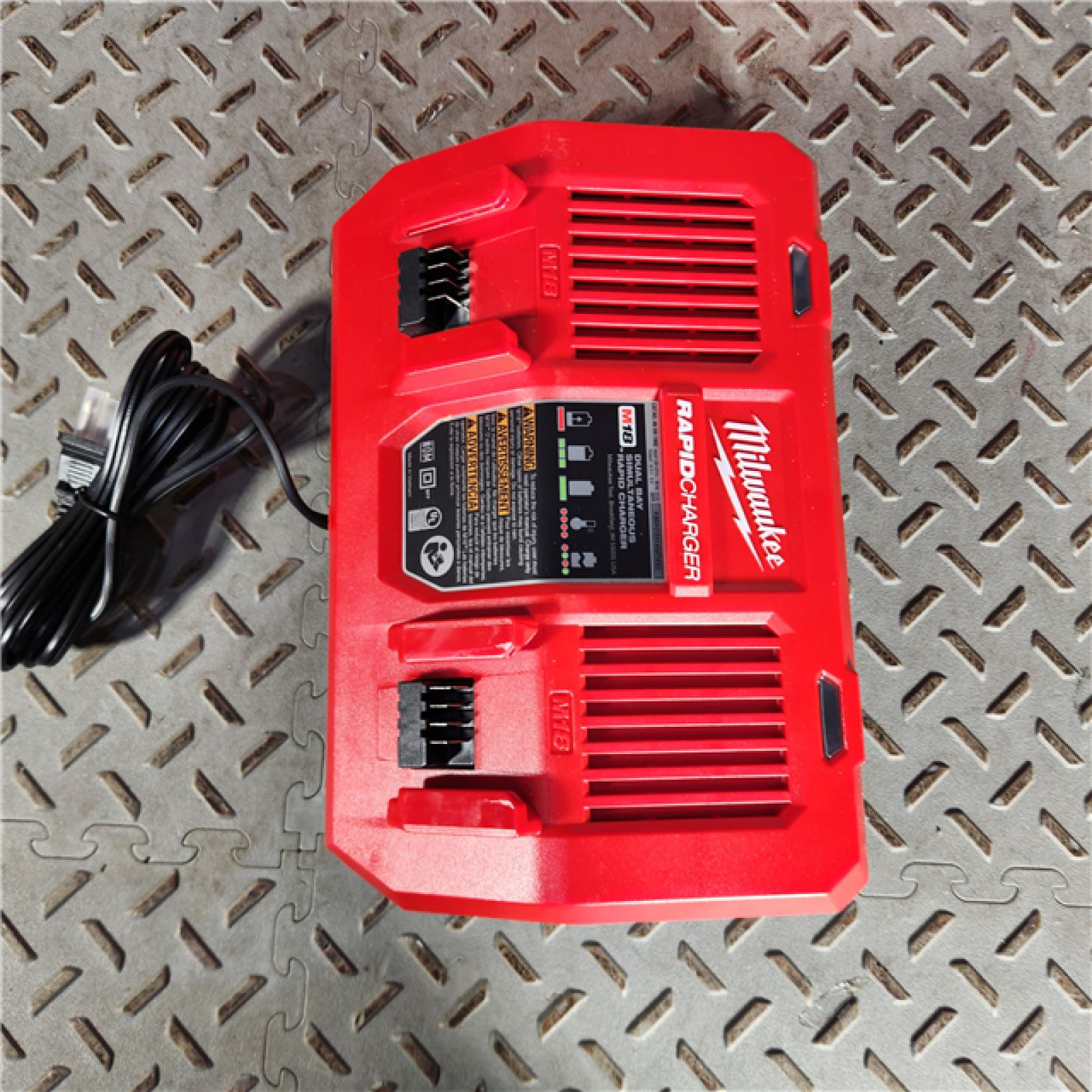 Houston location- AS-IS Milwaukee M18 18V Lithium-Ion Dual Bay Rapid Battery Charger W/ (2) 8Ah HIGH OUTPUT Batteries