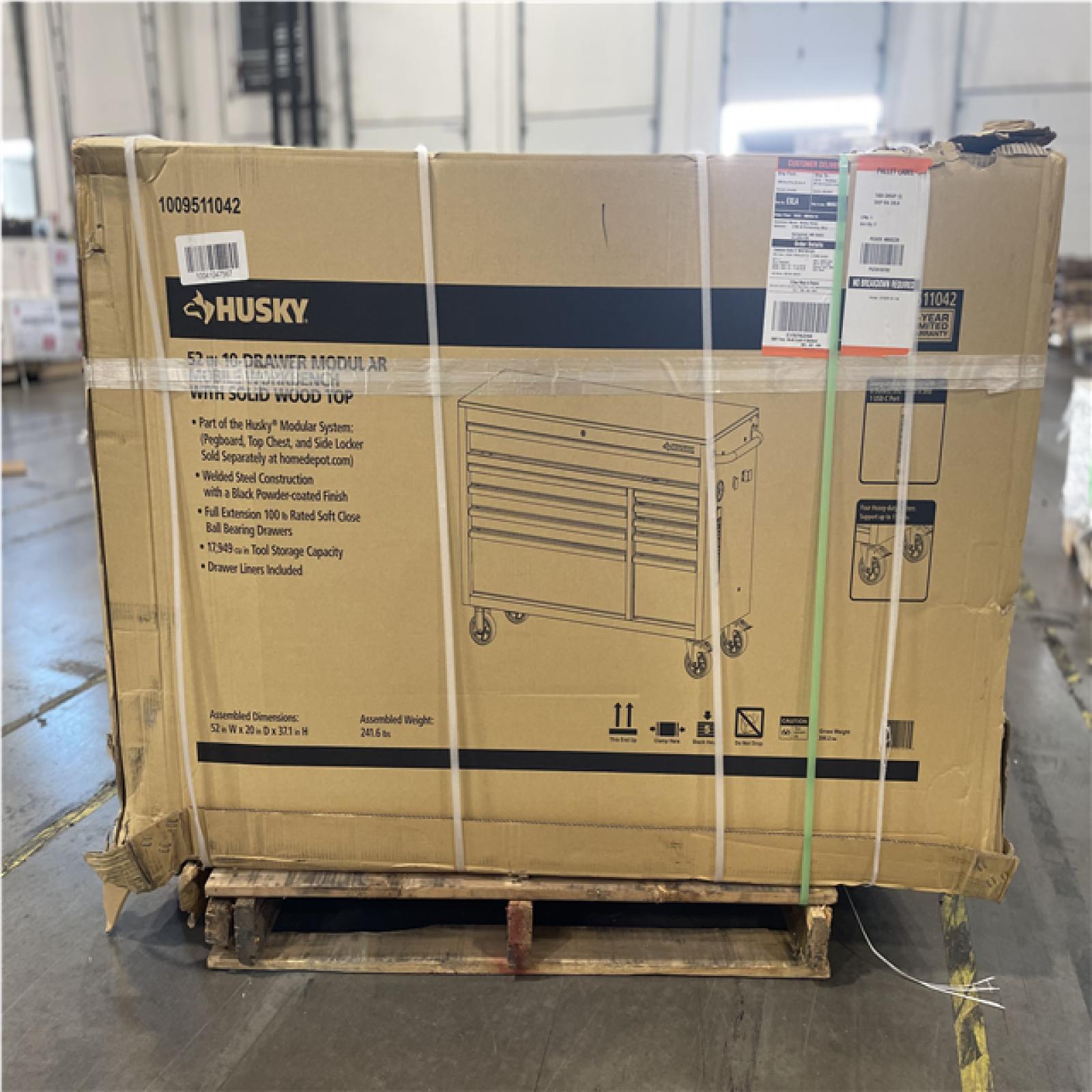 DALLAS LOCATION - Husky Modular Tool Storage 52 in. W x 20 in. D Standard Duty Black Mobile Workbench Cabinet PALLET-(2 UNITS)