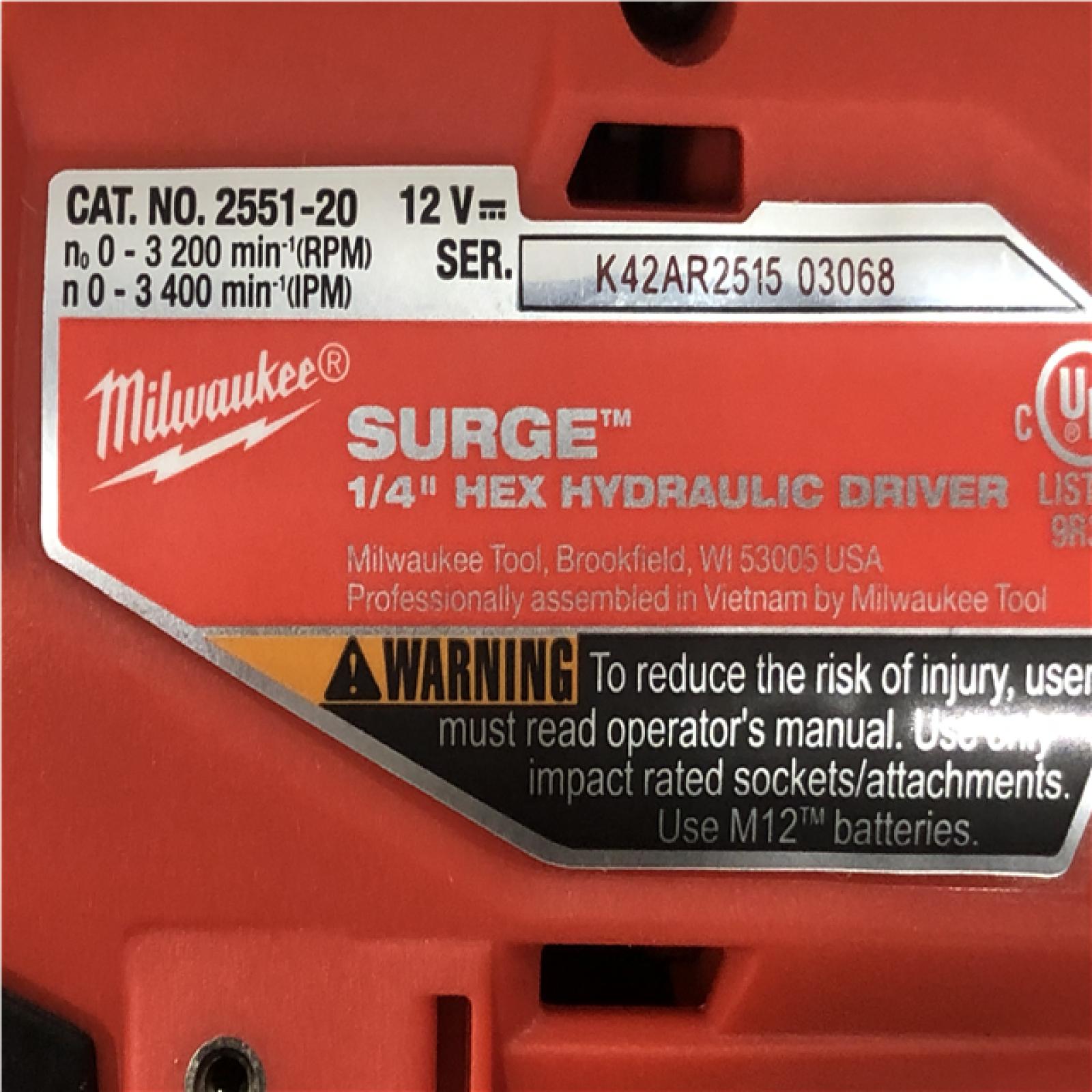 AS-IS Milwaukee FUEL SURGE 12V Lithium-Ion Brushless Cordless 1/4 in. Hex Impact Driver Compact Kit