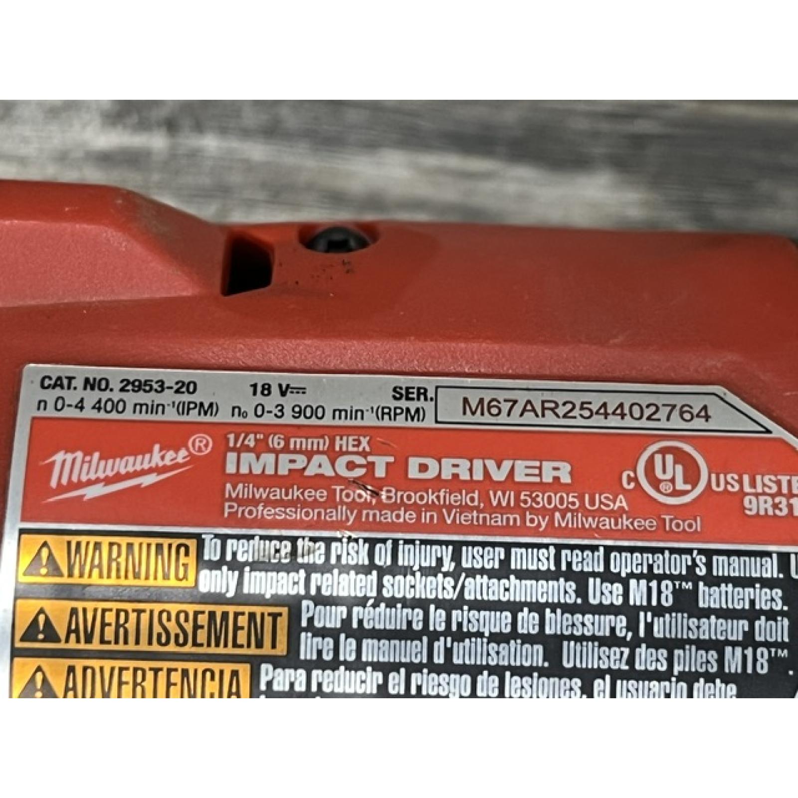 AS-IS Milwaukee FUEL 18V Lithium-Ion Brushless Cordless 1/4 in. Hex Impact Driver (Tool-Only)