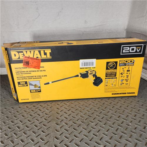 Houston Location - AS-IS Dewalt 20V 550 PSI  1 GPM Cordless Power Cleaner W/ 4 Nozzles Tool-Only DCPW550B - Appears IN NEW Condition
