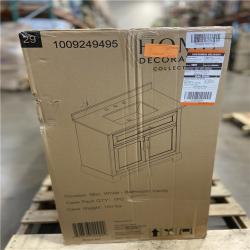 DALLAS LOCATION - Home Decorators Collection Doveton 36 in. Single Sink Freestanding White Bath Vanity with White Engineered Marble Top (Assembled)