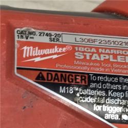 AS-IS  MILWAUKEE FUEL 18V Cordless 18-Gauge 1/4 in. Narrow Crown Stapler (Tool-Only)