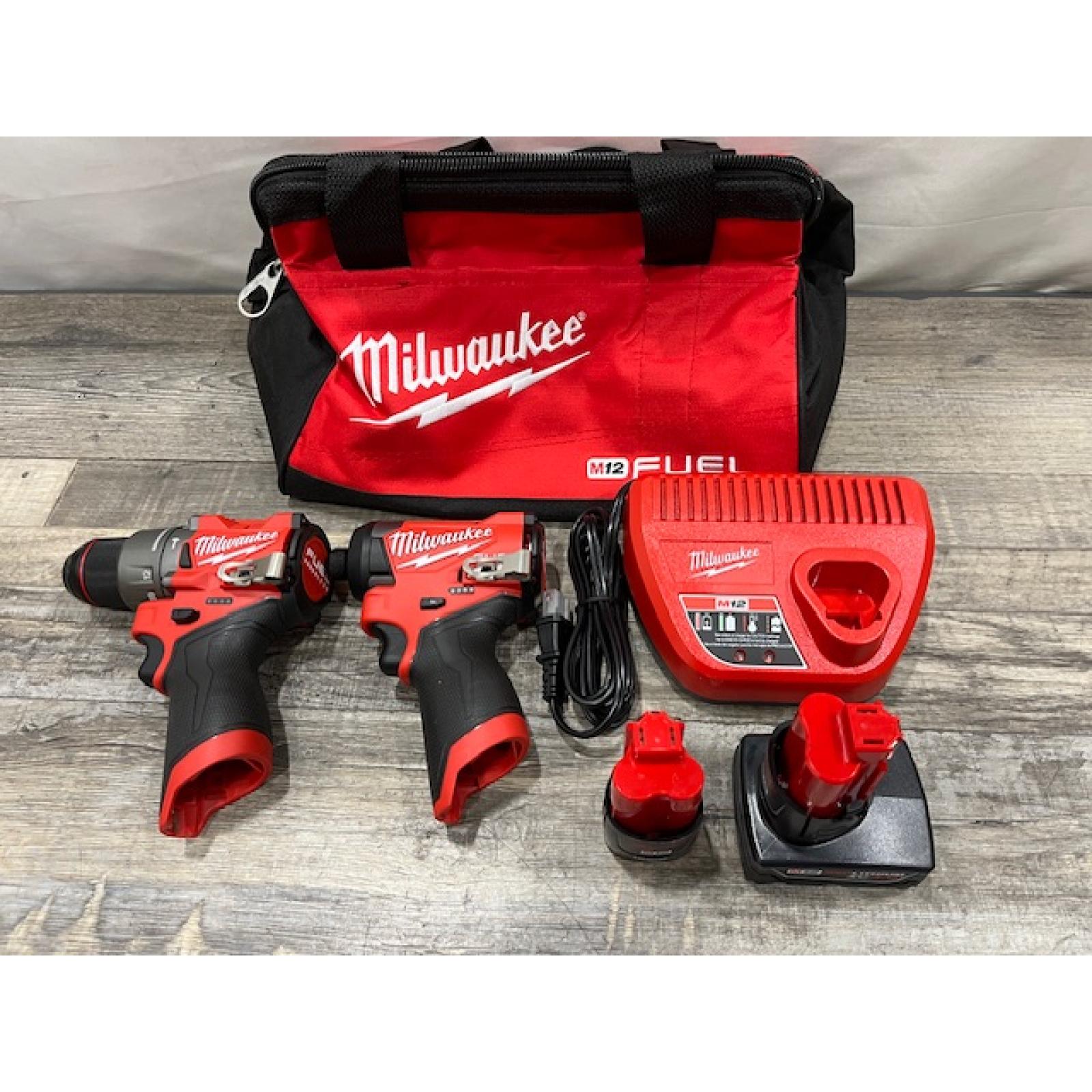 AS-IS Milwaukee FUEL 12-Volt Lithium-Ion Brushless Cordless Hammer Drill and Impact Driver Combo Kit