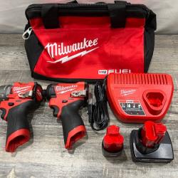 AS-IS Milwaukee FUEL 12-Volt Lithium-Ion Brushless Cordless Hammer Drill and Impact Driver Combo Kit