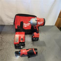 AS-IS- Milwaukee 12/18V Lithium-Ion Cordless 3/8 in. Ratchet and 1/2 in. High Torque Impact Wrench with Friction Ring Combo Kit