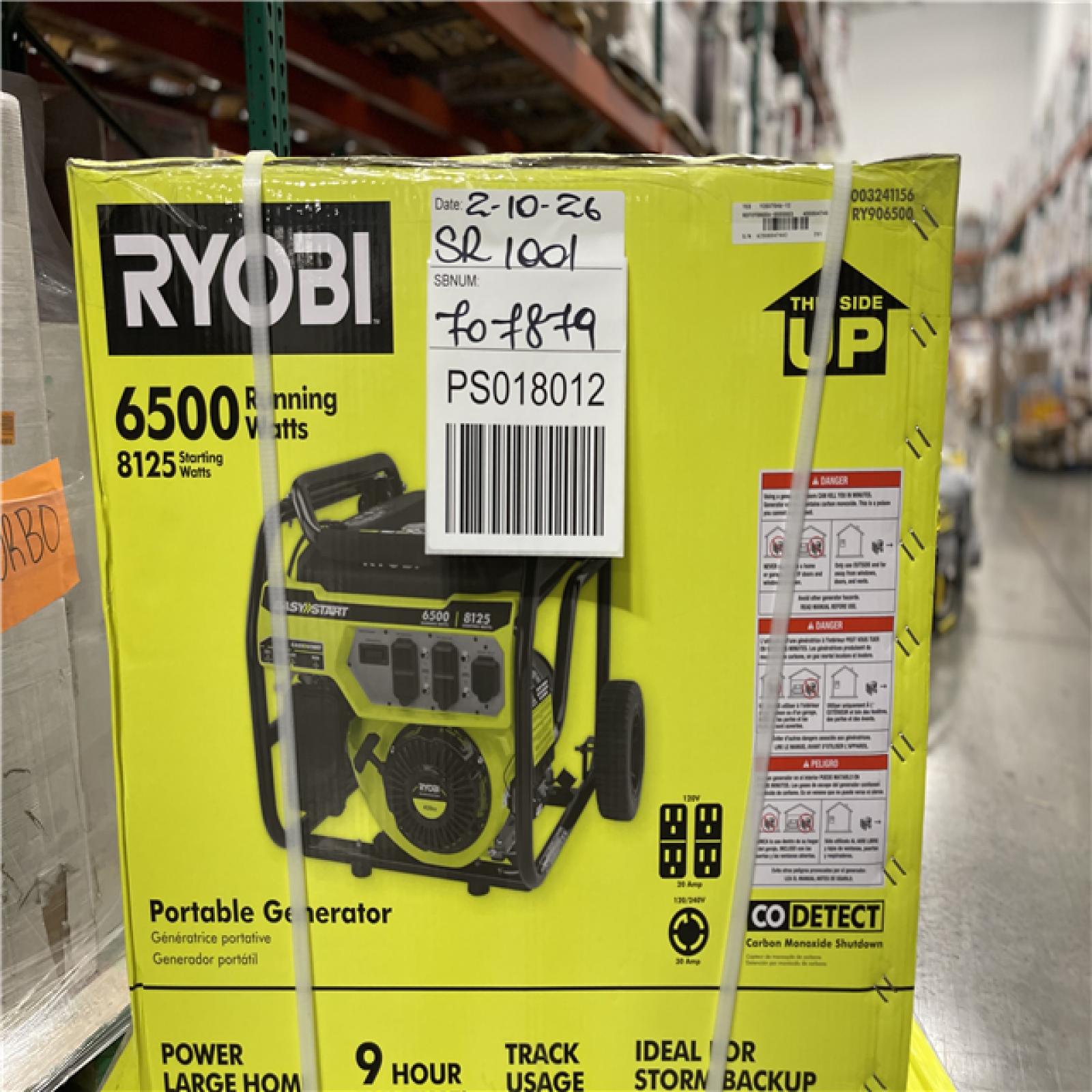 DALLAS LOCATION - NEW! RYOBI 8125-Watt Gasoline Powered Portable Generator