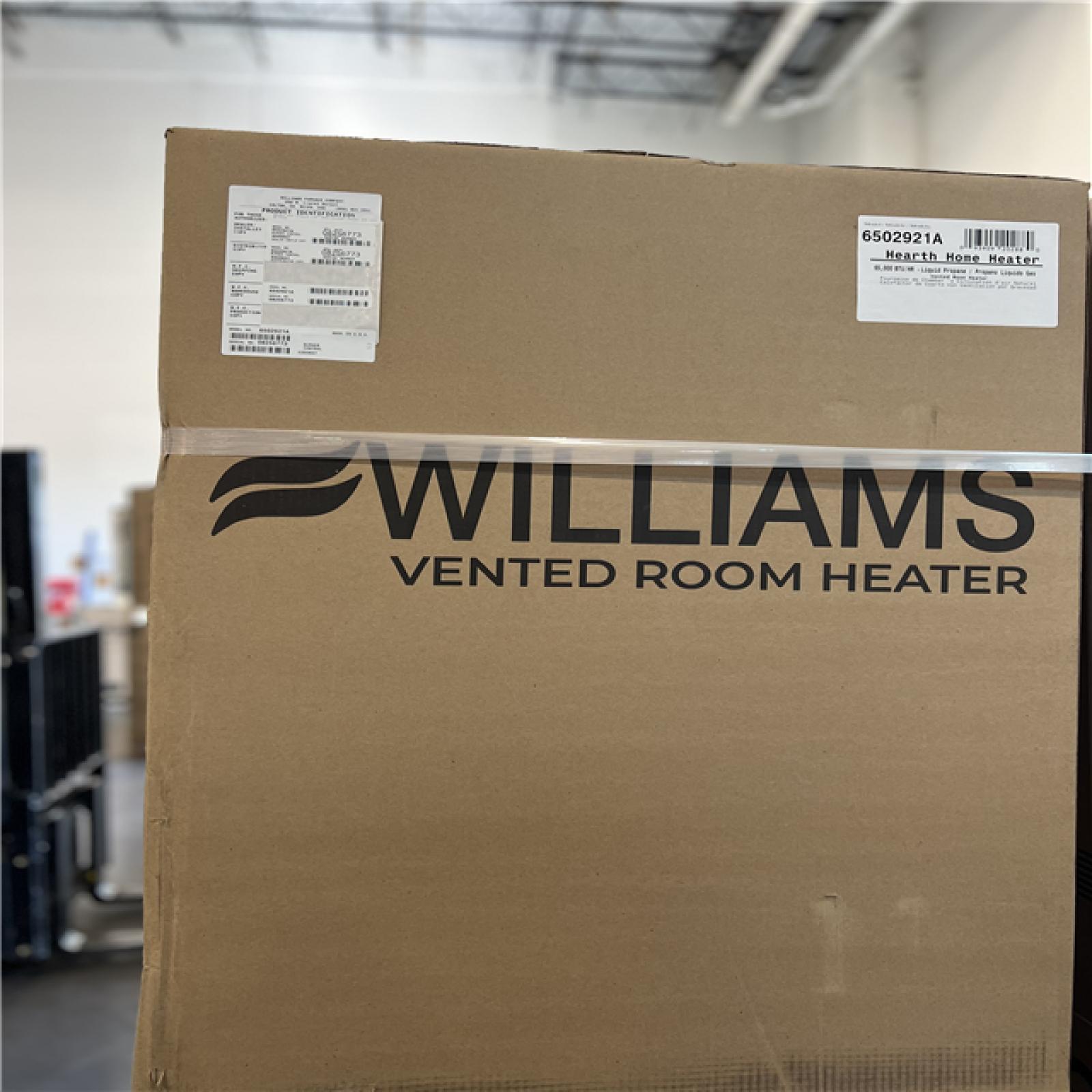 DALLAS LOCATION-NEW! Williams 65 000 BTU Fireplace Front Liquid Propane Gas Room Heater with Blower